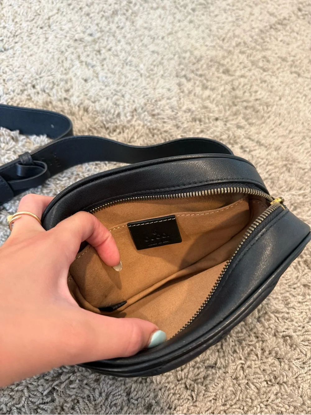 Gucci Marmont Black Quilted Leather Belt Bag